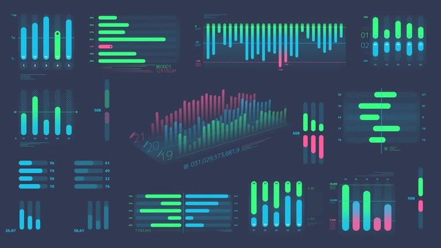 A set of decorative Bar charts on the alpha channel