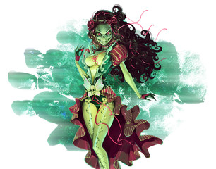 Cute cartoon beautiful undead lady character related to the Day of the Dead or Halloween, looking like a zombie or a ghost © Alexandra Petruk