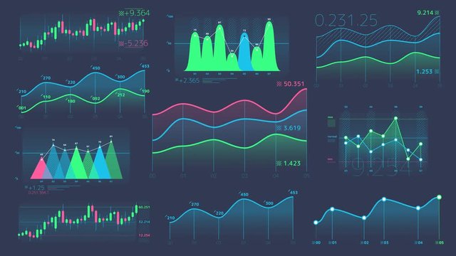Decorative infographics from linear and candle charts