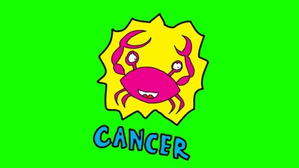 kids drawing green screen with theme of Cancer zodiac