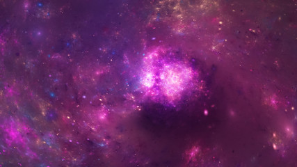 Abstract purple nebula. Fantasy fractal design. Digital art. 3D rendering.