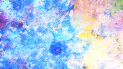 Abstract fantastic yellow and blue clouds. Colorful fractal background. Digital art. 3d rendering.