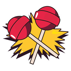 lollipop comic pop art on white background