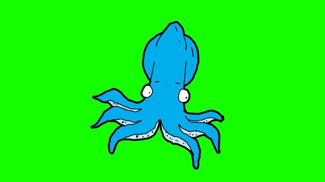 kids drawing green screen with theme of squid