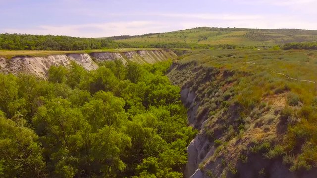 Flying over the green gorge