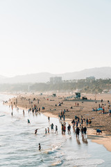 Fototapeta na wymiar Evening view of the beach in Santa Monica, Los Angeles, California