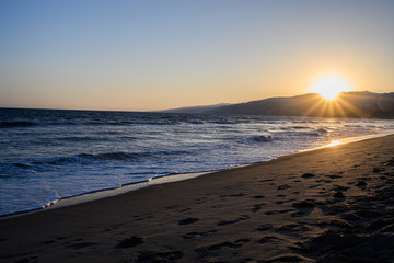 sunset on beach santa monica california