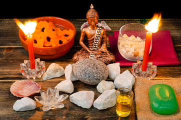 spa buddha stones relaxation and candles