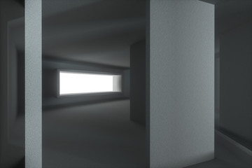 Empty rough room with light coming in from the window, 3d rendering.