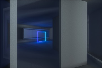 Empty rough room with light coming in from the window, 3d rendering.