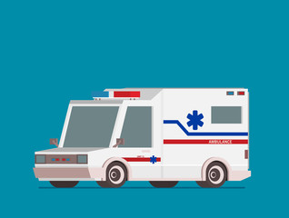 Ambulance car flat vector isolated on color background
