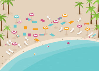 Isometric beach with swimming places flat vector