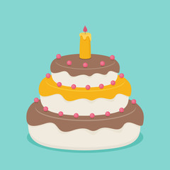 Vector picture with isometric birthday cake.
