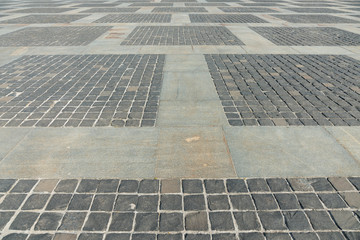 Fototapeta premium Stone Square. Old road of stones. Gray stone background