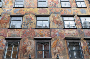 Baroque facade painting at the Grazer Herrengasse, Austria