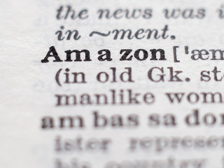 Obraz premium Dictionary definition of word Amazon, selective focus.