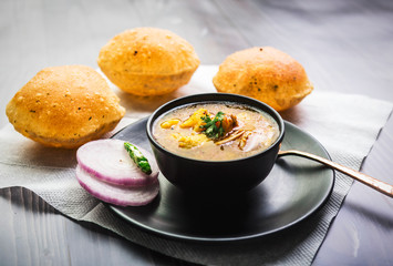 Puri and Potato Curry - famous breakfast of india