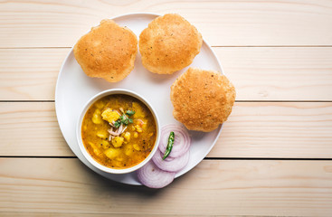 Puri and Potato Curry - famous breakfast of india