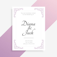 Obraz premium elegant wedding card design in white color