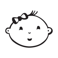 Line vector drawing of smiling baby face