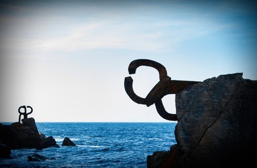 Sculpture "peine de los vientos" in San Sebastian, Spain