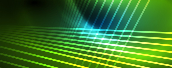 Neon blue glowing lines, magic energy space light concept, abstract background wallpaper design