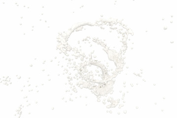 Purity splashing milk with creative shapes, 3d rendering.