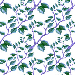 Pattern of branches with leaves, floral pattern. Suitable for printing on fabric and paper.