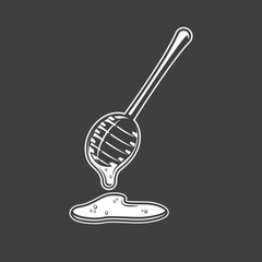 Honey spoon isolated on black background
