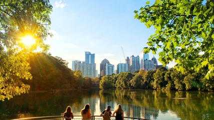 Atlanta, Georgia / The United State - October 14, 2018 : Beautiful multicolours in prime day at Piedmont park in Midtown