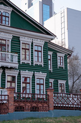 Russia, Khabarovsk, may 1, 2019:Renovated old house in the center of Khabarovsk