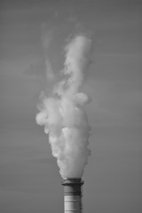 smoke from industrial chimney, monochrome