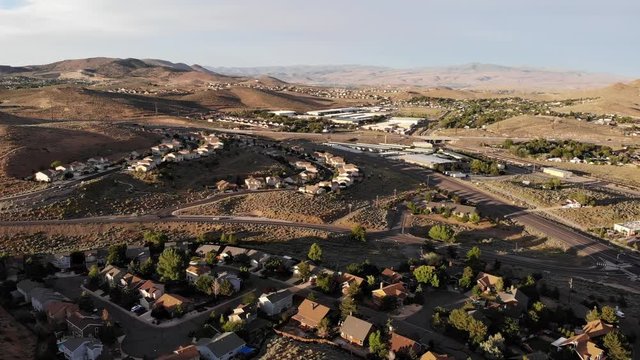 Homes and Warehouses North of Reno Nevada - Aerial Drone.