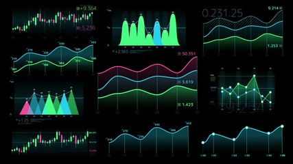 Decorative infographics from linear and candle charts