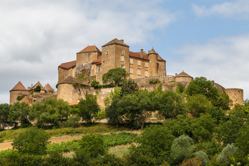 Fototapeta na wymiar View to the medieval castle in Berze (Berze-la- Ville), France