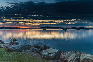 Sunrise and Low Clouds on the Bay
