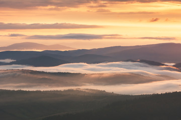 Fototapeta na wymiar Carpathians mountains in clouds