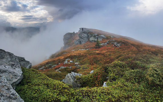Carpathians mountains in clouds