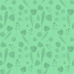 seamless pattern with cute watercolor illustration of stylized flowers.