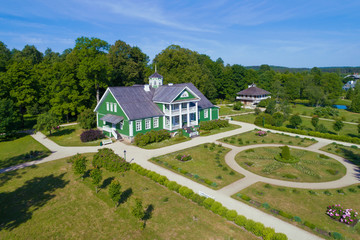 View of the Petrovskoe (shooting from a quadrocopter), Pskov region