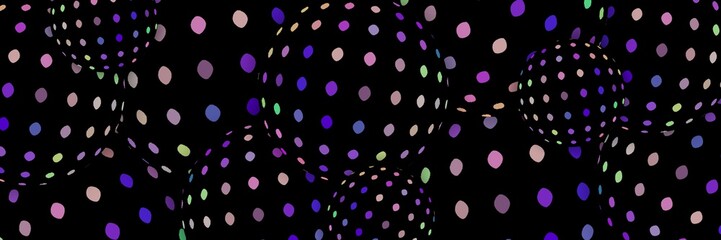 Creative iridescent balls on black 3d background. Web design banner. 