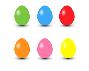 Set of realistic eggs on white background. Easter collection. Vector illustration.