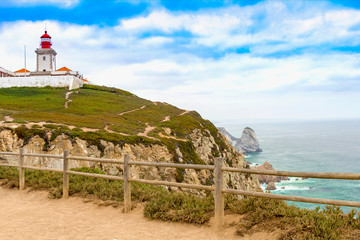 Fototapeta na wymiar Cabo da Roca, Portugal. Lighthouse and cliffs over Atlantic