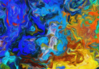 Oil pastel drawing. Abstract color background. Fine art print. Impressionism style abstraction. Modern surrealism painting. Good as wall decor poster. Stock. Surreal bright design. Watercolor elements