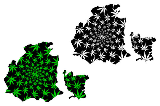 Obwalden (Cantons of Switzerland, Swiss cantons, Swiss Confederation) map is designed cannabis leaf green and black, Canton of Obwald map made of marijuana (marihuana,THC) foliage....