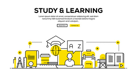 STUDY & LEARNING FLAT LINE WEB BANNER DESIGN