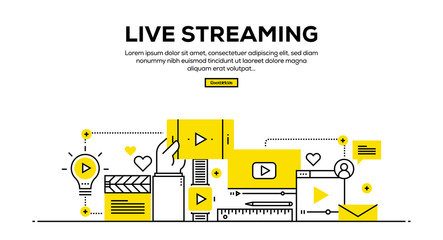 LIVE STREAMING FLAT LINE WEB BANNER DESIGN