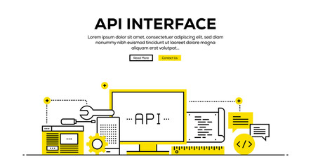 API INTERFACE FLAT LINE WEB BANNER DESIGN