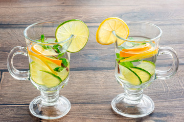Refreshing sunny lemonade from lemon, lime and mint