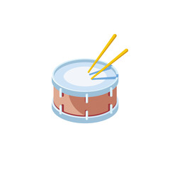 Drum. Vector 3d isometric color icon new flat style. Creative illustration, idea for infographics.